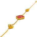 Attractive Carnelian 21k Gold Clover Bracelet 