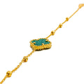 Exclusive Malachite 21k Gold Clover Bracelet 