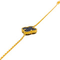 Upscale Black Onyx 21k Gold Clover Bracelet 