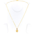 Trendy Medium Clover 21k Gold Pendant W/Chain 