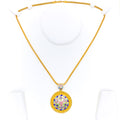 Colorful Beaded Mandala 22k Gold Pendant 