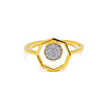 Contemporary Octagon 18K Gold + Diamond Ring 