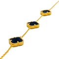 Lavish Trio Onyx 22k Gold Clover Bracelet 