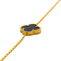 Timeless Thin 22k Gold Onyx Clover Bracelet 