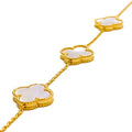 Dapper 22k Gold Mother Of Pearl Clover Bracelet 