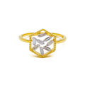 Impeccable Fancy Hexagon 18K Gold + Diamond Ring 