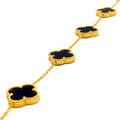 High Finish 22k Gold Onyx Clover Bracelet 