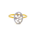 Stylish Grandiose Oval 18K Gold + Diamond Ring 