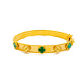 Sophisticated Matte Malachite 21k Gold Bangle Bracelet 