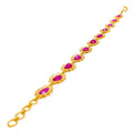 Lovely Linked Ruby Flowers 22k Gold Bracelet 