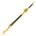 Fancy Floral 22k Gold Black Bead Bracelet 