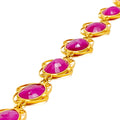 Vibrant Oval Ruby Motif 22k Gold Bracelet 