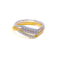 Stackable Three Tone 18K Gold + Diamond Band