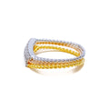 Stackable Three Tone 18K Gold + Diamond Band