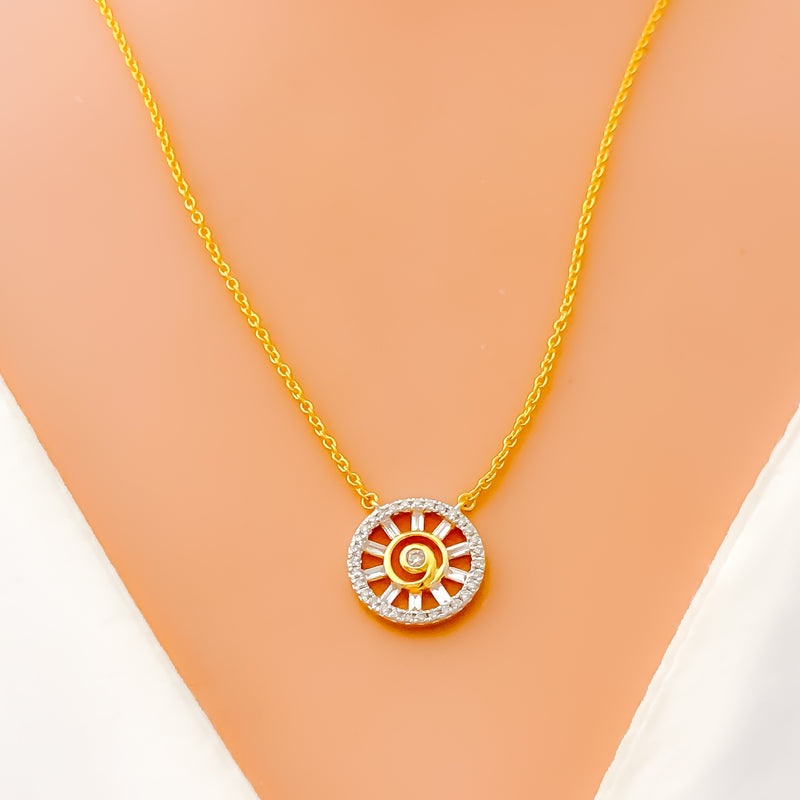 Majestic Round Diamond + 18k Gold Necklace Set 