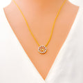 Majestic Round Diamond + 18k Gold Necklace Set 