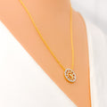 Majestic Round Diamond + 18k Gold Necklace Set 