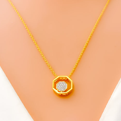 Smart Sophisticated Diamond + 18k Gold Necklace Set 