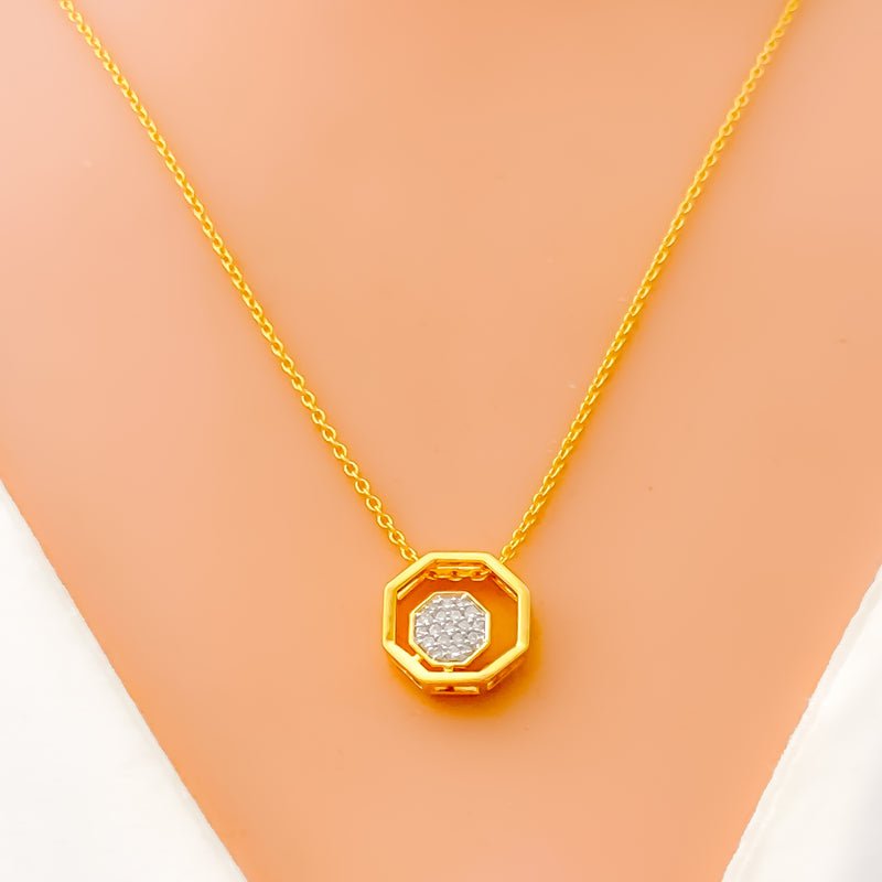 Smart Sophisticated Diamond + 18k Gold Necklace Set 