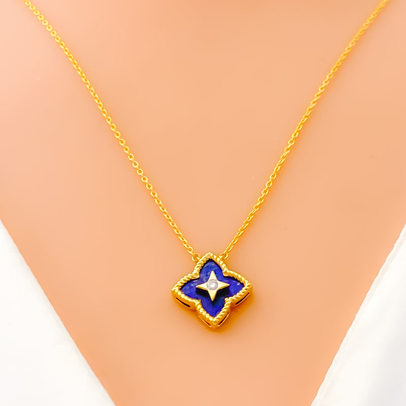 Classy Floral Diamond + 18k Gold Necklace Set 