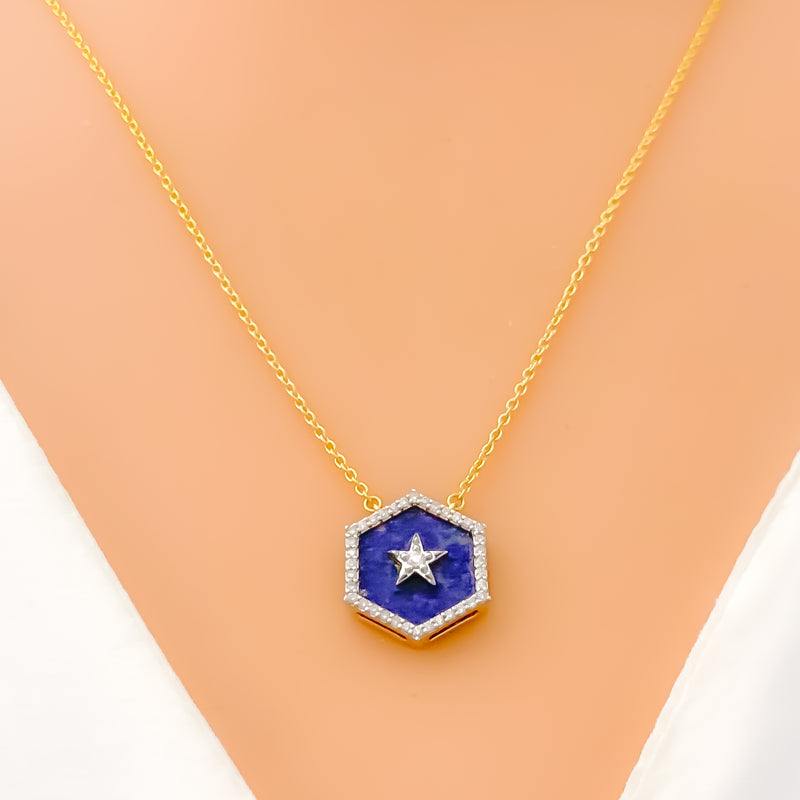 Opulent Star Diamond + 18k Gold Necklace Set 