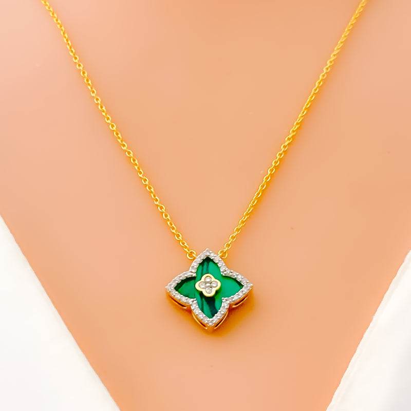 Timeless Floral Diamond + 18k Gold Necklace Set 