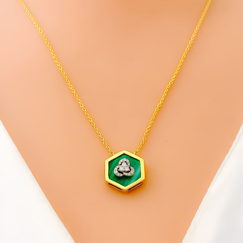 Unique Upscale Diamond + 18k Gold Necklace Set 