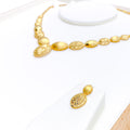 Shimmering High Finished 22k Gold Oval Necklace Set