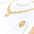 Charming Floral Motif 22k Gold Necklace Set