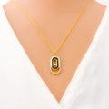 Dressy Open Oval Diamond + 18k Gold Necklace Set 