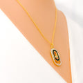 Dressy Open Oval Diamond + 18k Gold Necklace Set 