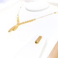 Reflective fancy 22k Gold Netted Necklace Set