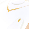 Dainty Delicate V Shaped 22k Gold Necklace Set