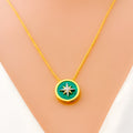 Round Radiant Star Diamond + 18k Gold Necklace Set 