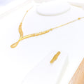 Shimmering Sleek 22k Gold Drop Necklace Set