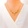 Palatial Drop Diamond + 18k Gold Necklace Set 