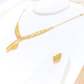 Graceful Hanging Bow 22k Gold Necklace Set