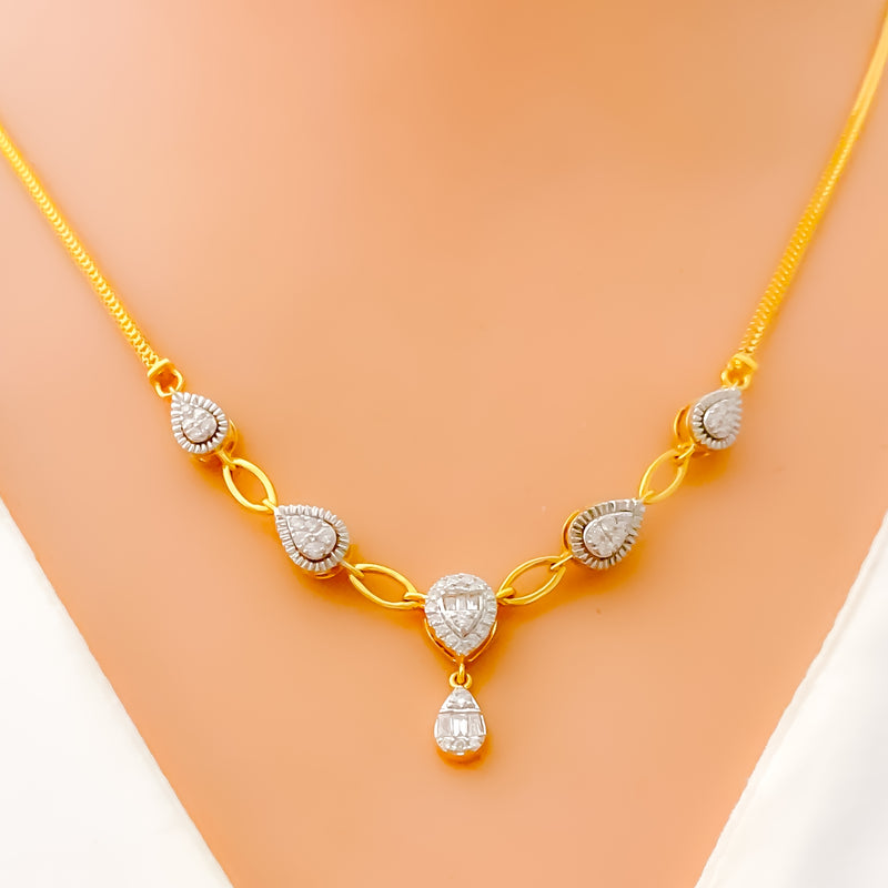 Palatial Drop Diamond + 18k Gold Necklace Set 