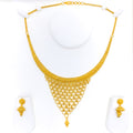 Extravagant V Shaped 22k Gold Necklace Set 