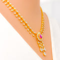 Stylish Floral Drop Diamond + 18k Gold Necklace Set 