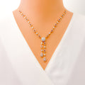Delicate Dangling Drop Diamond + 18k Gold Necklace Set 