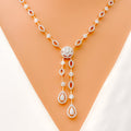 Delicate Dangling Drop Diamond + 18k Gold Necklace Set 