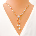 Delicate Dangling Drop Diamond + 18k Gold Necklace Set 