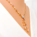 Delicate Dangling Drop Diamond + 18k Gold Necklace Set 