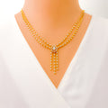 Graceful Hanging Drop Diamond + 18k Gold Necklace Set 