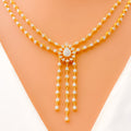 Graceful Hanging Drop Diamond + 18k Gold Necklace Set 