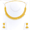 Palatial Dangling Tassel 22k Gold Necklace Set 
