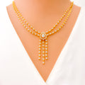 Graceful Hanging Drop Diamond + 18k Gold Necklace Set 