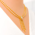 Graceful Hanging Drop Diamond + 18k Gold Necklace Set 
