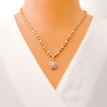 Shimmering Open Oval Diamond + 18k Gold Necklace Set 